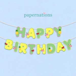 HBD Summer Tropical Bunting Flag